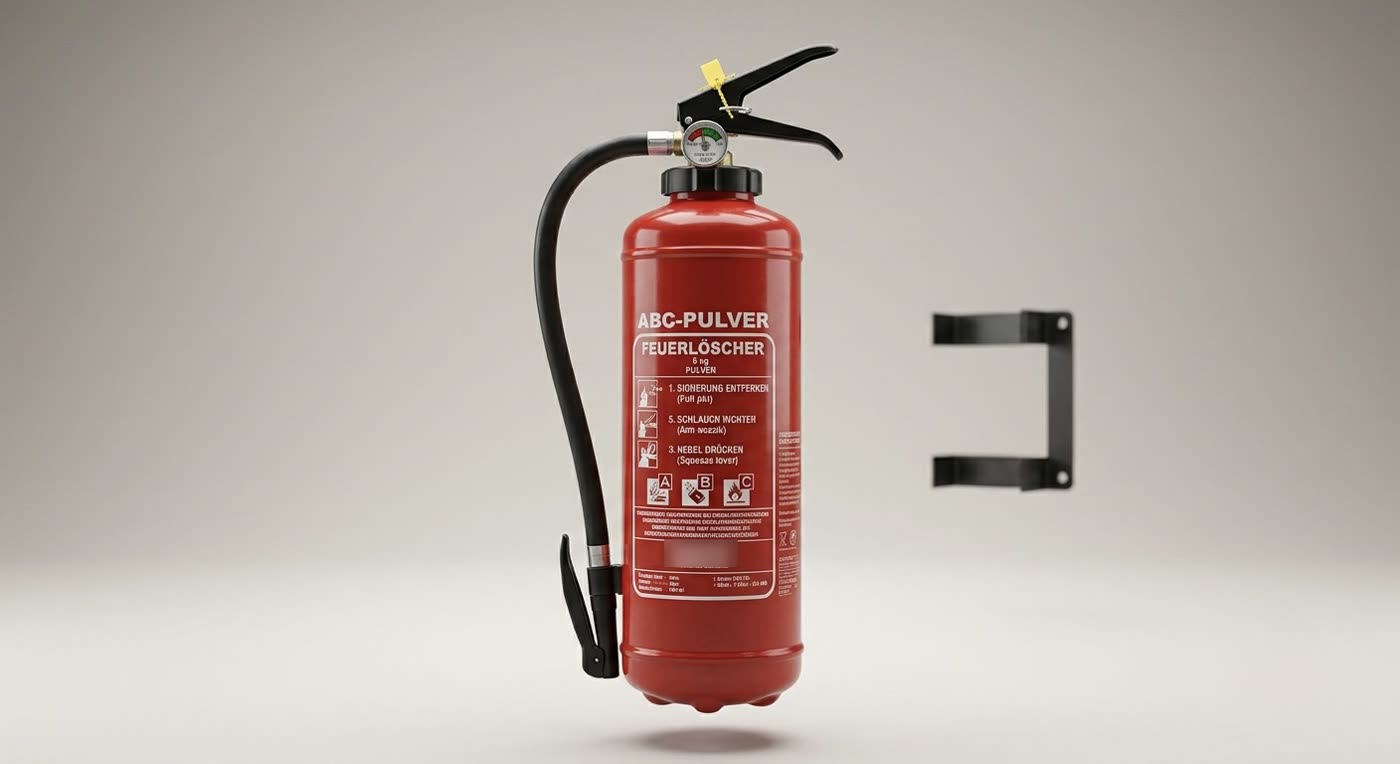 ABC-Pulver-Feuerlöscher mit Wandhalterung